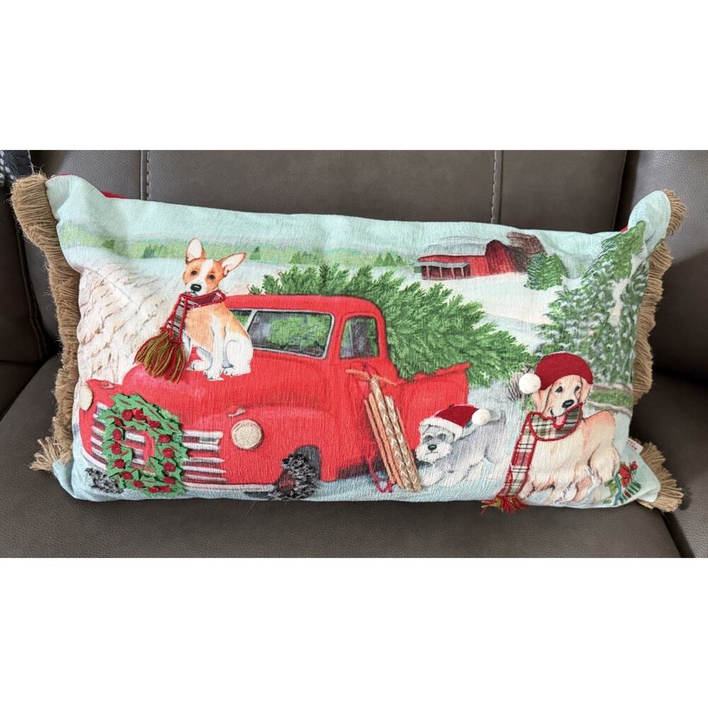 Christmas Dog Pillow Removable Cover Golden Retriever Schnauzer Balsam & Fir